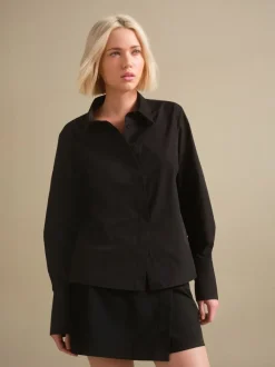 Zwart - Fitted Stretch Essential Long Sleeve Shirt