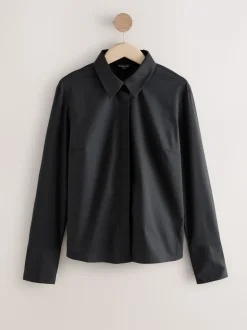 Zwart - Fitted Stretch Essential Long Sleeve Shirt