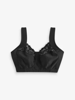 Zwart - F-K cup beha met ultiem comfort, gewatteerde bandjes, zonder vulling, zonder beugel en met zijsteun