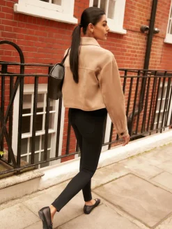 Zwart - Fleece Lined Warm Handle Cosy Jersey Denim Leggings