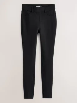 Zwart - Fleece Lined Warm Handle Cosy Jersey Denim Leggings