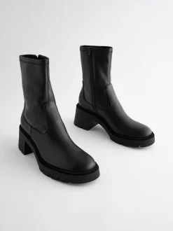 Zwart - Forever Comfort® - Enkellange soklaarzen met grove zool