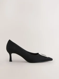 Zwart - Forever Comfort - Spitse hakken met siersteentjes