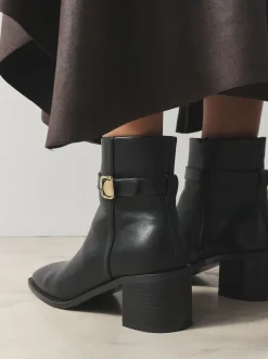 Zwart - Forever Comfort® Buckle Trim Block Heel Ankle Boots