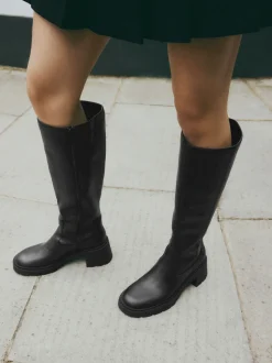 Zwart - Forever Comfort® Chunky Heeled Round Toe Knee High Boots