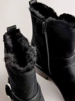 Zwart - Forever Comfort® Faux Fur Hardware Ankle Boots