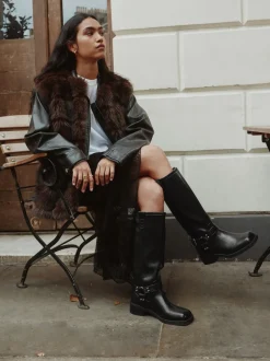 Zwart - Forever Comfort® Knee High Biker Boots