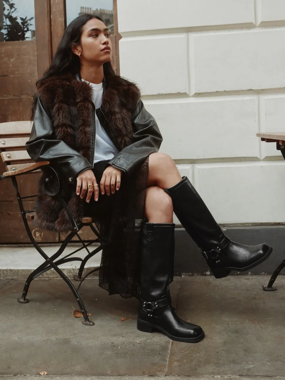 Zwart - Forever Comfort® Knee High Biker Boots