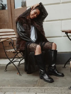 Zwart - Forever Comfort® Knee High Biker Boots