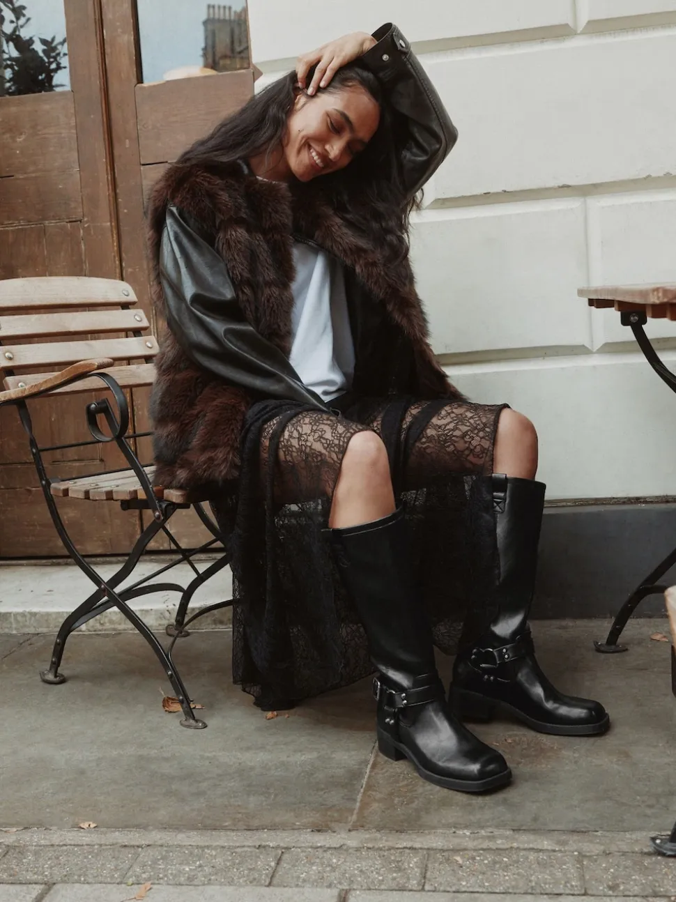 Zwart - Forever Comfort® Knee High Biker Boots