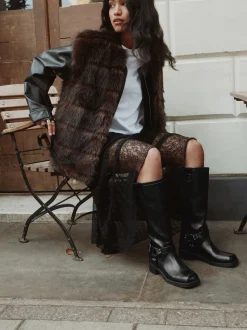 Zwart - Forever Comfort® Knee High Biker Boots