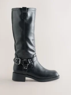 Zwart - Forever Comfort® Knee High Biker Boots