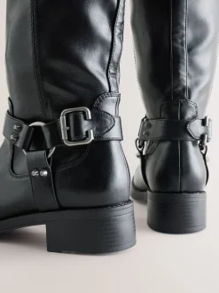 Zwart - Forever Comfort® Knee High Biker Boots
