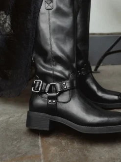 Zwart - Forever Comfort® Knee High Biker Boots