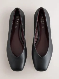 Zwart - Forever Comfort® Leather Square Toe Ballerina Flats