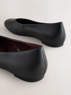 Zwart - Forever Comfort® Leather Square Toe Ballerina Flats