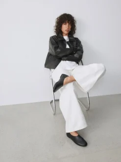 Zwart - Forever Comfort® Leather Hight Cut Ballet Flats