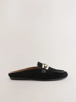 Zwart - Forever Comfort® Leather Hardware Trim Detail Loafer Mules