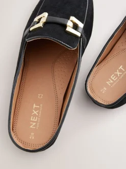 Zwart - Forever Comfort® Leather Hardware Trim Detail Loafer Mules
