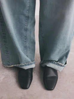 Zwart - Forever Comfort® muiltjes met hoge uitsnijding en vierkante neus