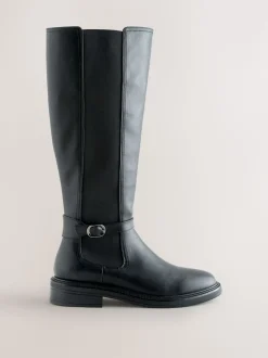 Zwart - Forever Comfort® rijlaarzen met gesp