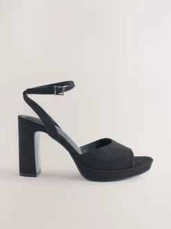 Zwart - Forever Comfort® Round Toe Platform Heeled Sandals