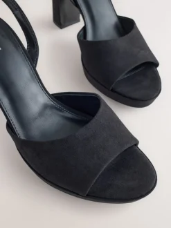 Zwart - Forever Comfort® Round Toe Platform Heeled Sandals