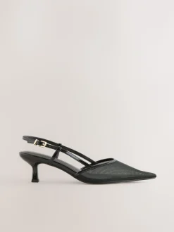 Zwart - Forever Comfort® Spitse Mesh Slingback Hakken