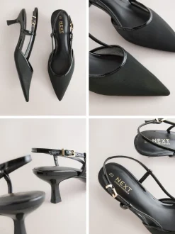 Zwart - Forever Comfort® Spitse Mesh Slingback Hakken