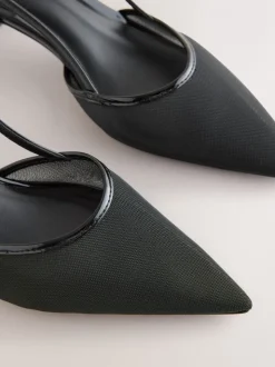 Zwart - Forever Comfort® Spitse Mesh Slingback Hakken