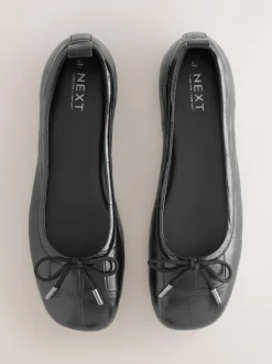 Zwart - Forever Comfort® Square Toe Bow Ballet Flats