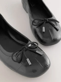 Zwart - Forever Comfort® Square Toe Bow Ballet Flats