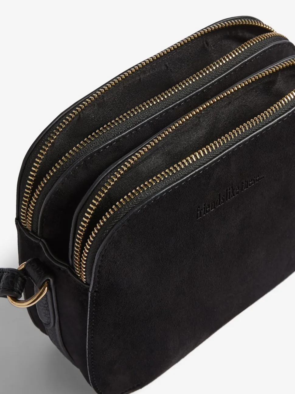 Zwart - Friends Like These Double Compartment Cross-Body Bag