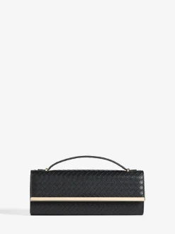 Zwart - Friends Like These Top Handle Weave Clutch Bag