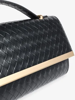 Zwart - Friends Like These Top Handle Weave Clutch Bag