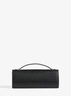 Zwart - Friends Like These Top Handle Weave Clutch Bag