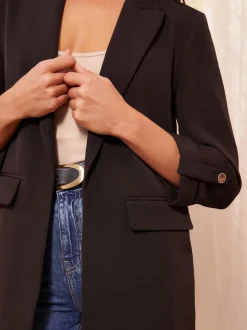 Zwart - Friends Like These maatgesneden blazer met mouwdetails