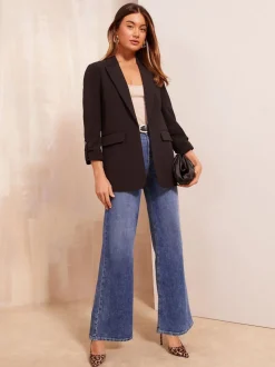Zwart - Friends Like These maatgesneden blazer met mouwdetails