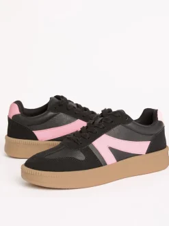 Zwart - Friends Like These Lace Up Retro Gumsole Sports Trainers