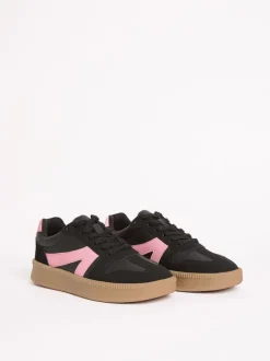 Zwart - Friends Like These Lace Up Retro Gumsole Sports Trainers