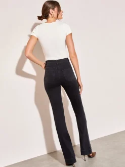Zwart - Friends Like These jeans met zakken, hoge taille en uitlopende pijpen