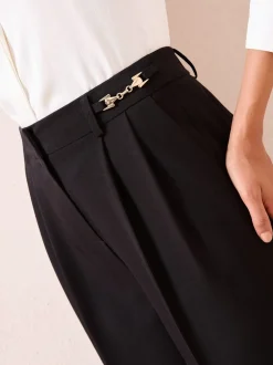 Zwart - Friends Like These X Lucy Mecklenburgh Snaffle Trim Premium Wide Leg Trousers