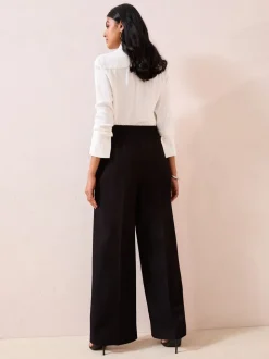 Zwart - Friends Like These X Lucy Mecklenburgh Snaffle Trim Premium Wide Leg Trousers