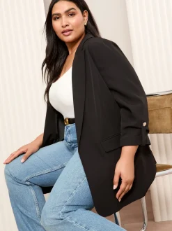Zwart - Friends Like These maatgesneden blazer met mouwdetails