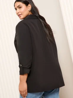 Zwart - Friends Like These maatgesneden blazer met mouwdetails