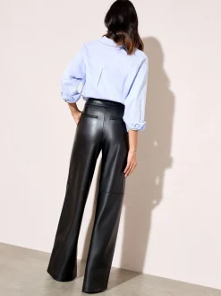 Zwart - Friends Like These X Lucy Mecklenburgh Faux Leather Tailored Wide Leg Trousers