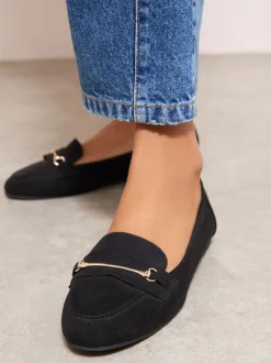 Zwart - Friends Like These Faux Suede Snaffle Detail Smart Flat Loafers