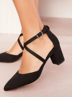 Zwart - Friends Like These pumps met blokhak en gekruiste bandjes