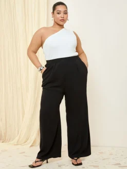Zwart - Friends Like These broek met elastische taille en wijde pijpen
