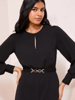 Zwart - Friends Like These - Midi-jurk met bit en uitsnijding